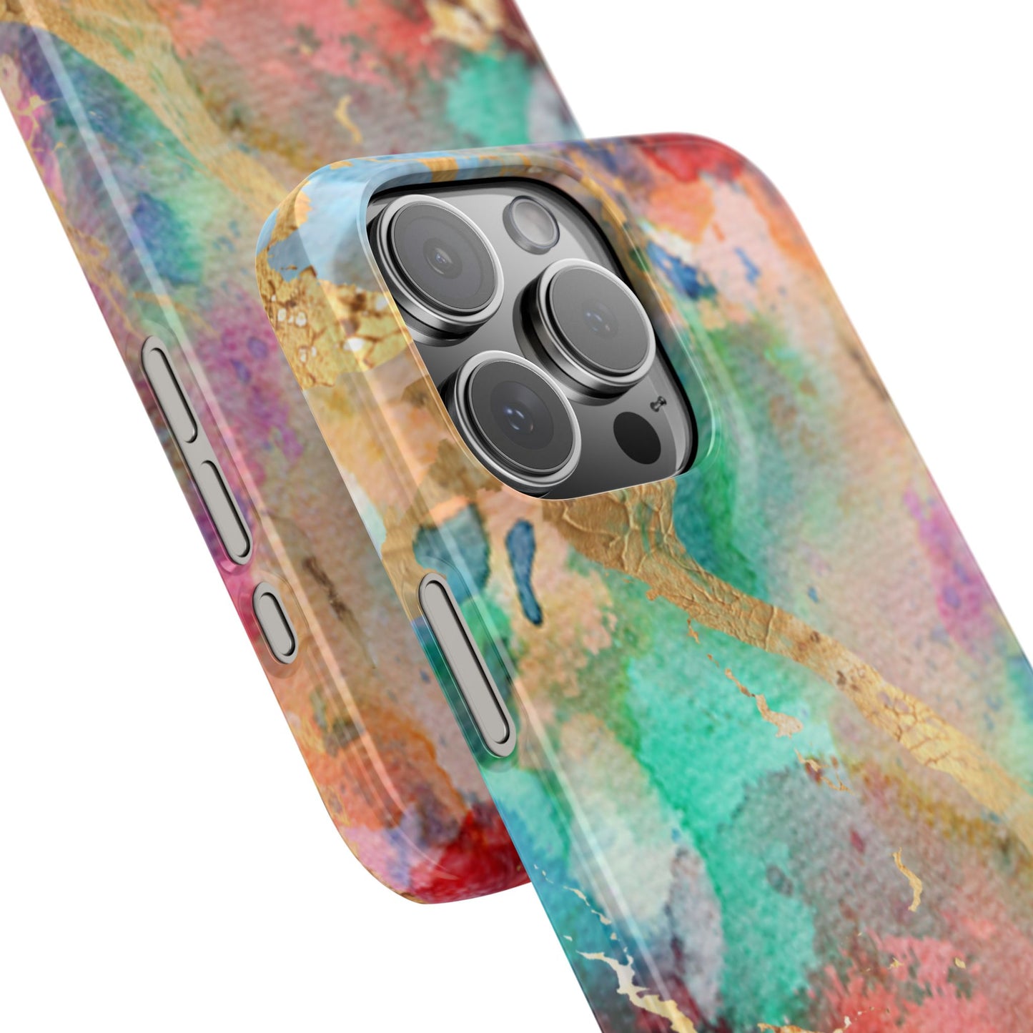 Rainbow Watercolor & Gold Foil Phone Case