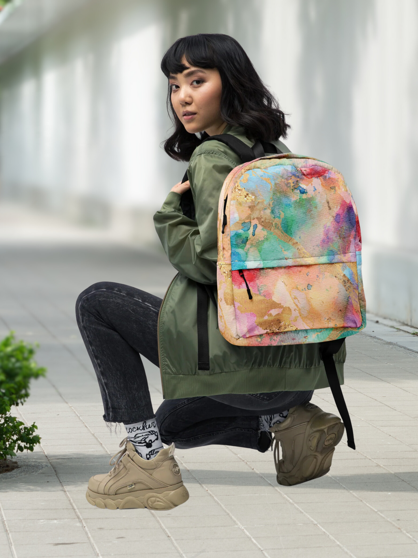 Watercolor & Gold Foil Backpack